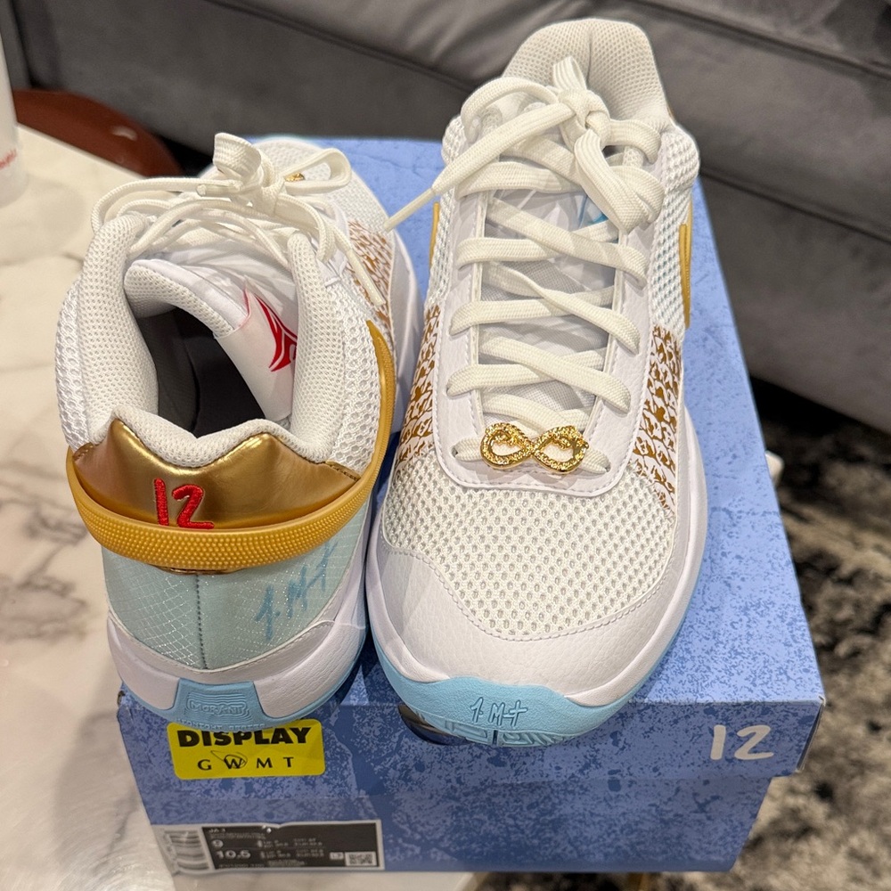 Kids White and Gold Sneakers